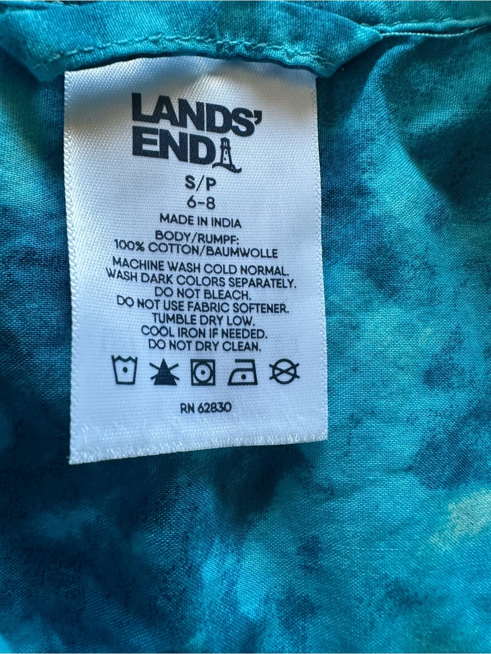 Lands' End Women’s Blue Tie-Dye Short Pajama Set - Picture 4 of 4